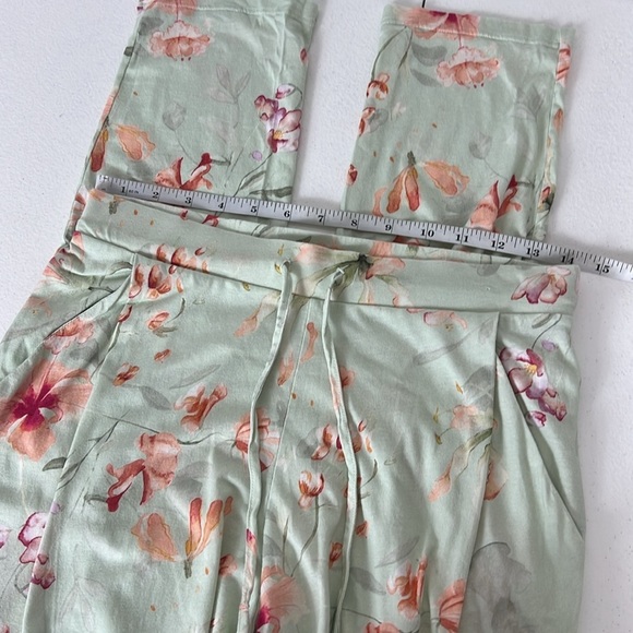 Hanro Sz S Pajama Pant/Lounge Pant Pale Green Floral Cotton/Modal - Picture 5 of 8